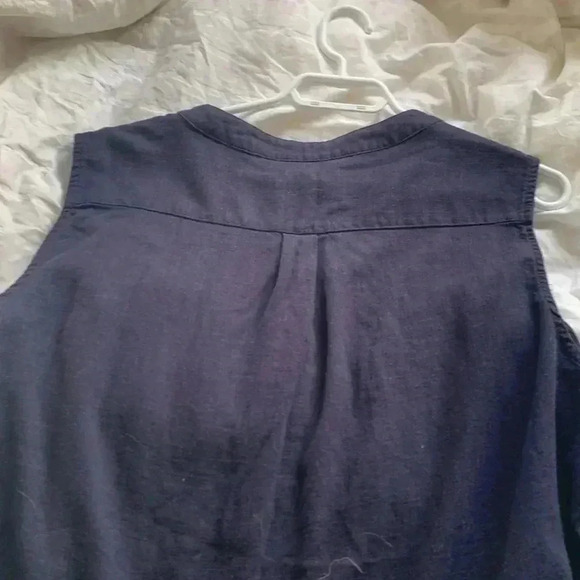 Weatherproof linen blend, sleeveless, button up navy blue tunic NWOT - Picture 2 of 5